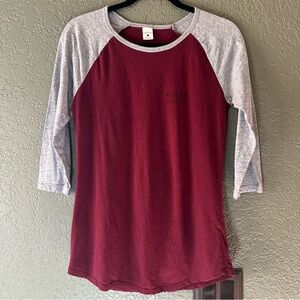 Burgundy and Gray Raglan Top